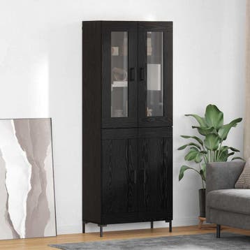 vidaXL buffetkast 2 st Zwart Eiken 69,5 x 34 x 180 cm, Minder dan 50 cm, Verzenden, Nieuw, Minder dan 100 cm