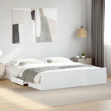 vidaXL Bedframe met lades bewerkt hout wit 180x200 cm, Huis en Inrichting, Eenpersoons, Verzenden, Wit, Nieuw