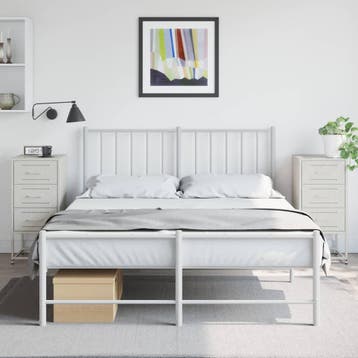 vidaXL Nachtkastjes 2 st 36x39x78 cm staal wit, Verzenden, Nieuw, Metaal of Aluminium