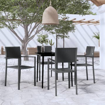 vidaXL 5-delige Tuinset zwart, 4 zitplaatsen, Verzenden, Textileen, Nieuw