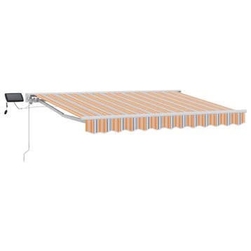 vidaXL Handmatig knikarmscherm met solar LED 3,5 x 2,5 m, Verzenden, Nieuw