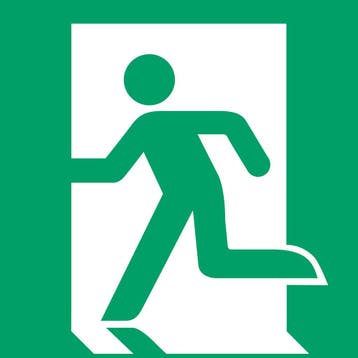 Pictogram bordje Nooduitgang links, 150 x 150 mm, groen -, Verzenden