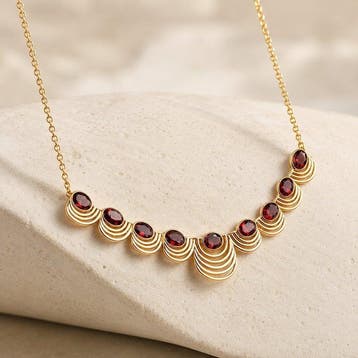 Zonder minimumprijs - Halsketting Zilver - Garnet -, Nieuw