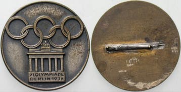 Einseitige Teilnehmerplakette 1936 Olympische Spiele Fuer..., Postzegels en Munten, Verzenden