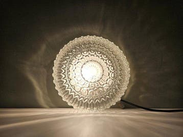 Plafondlamp - Glas, Messing - dikbewerkt glas