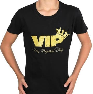 Dames en heren t-shirt VIP zwart met goud, Maat 38/40 (M), Verzenden, Zwart, Nieuw
