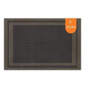 Placemats Set 6 Stuks 30x45 cm – Bruin Taupe – Afwasbare, Ophalen of Verzenden, Nieuw
