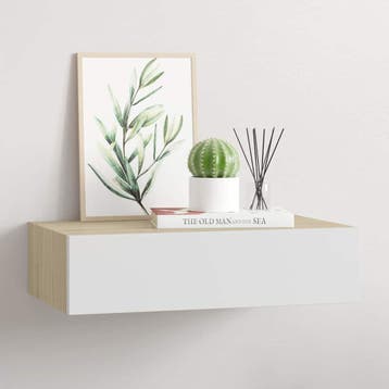 vidaXL Wandladekast eiken en wit 40x23,5x10 cm MDF, Verzenden, Nieuw