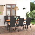 vidaXL 7-delige Tuinset zwart en bruin, Nieuw, Tuinset, 7 zitplaatsen, Verzenden