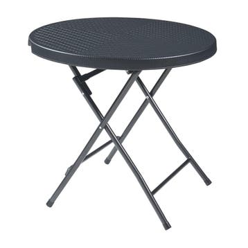 Klaptafel Mark tuintafel Ø80x74 cm rond rotan look zwart [en, Tuin en Terras, Verzenden, Nieuw
