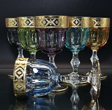 Artemisia - Drinkset (6) - Kristal, goud 24 karaat