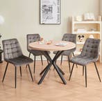 4 Eetkamerstoelen Set - Fluwelen Zitting en Ijzeren Poten, Verzenden, Nieuw, Stof, Vier