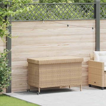 vidaXL Tuinbox met wielen 110x55x73 cm poly rattan gemengd, Verzenden, Nieuw
