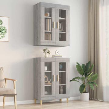 vidaXL Bovenkast 69,5x34x90 cm grijs sonoma eikenkleurig, Minder dan 50 cm, Verzenden, Nieuw, Minder dan 100 cm