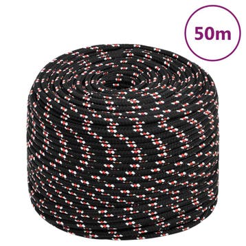 vidaXL Boot touw 8 mm 50 m polypropyleen zwart, Verzenden, Nieuw