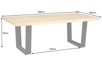 Eettafel ZEUS 210 cm, natuurlijke eikenhoutlook met zwart, Huis en Inrichting, Ophalen of Verzenden, Nieuw