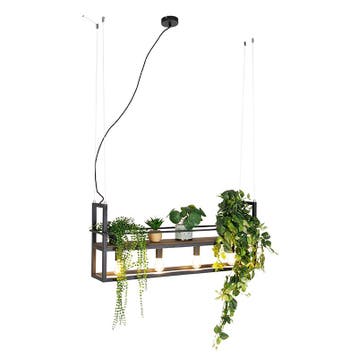 Smart hanglamp zwart met hout en rek 4-lichts incl. Wifi, Verzenden, Nieuw, Industrieel