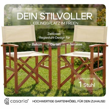 Regisseursstoel crème eucalyptushout FSC®-gecertificeerd.., Tuin en Terras, Tuinstoelen, Verzenden, Nieuw