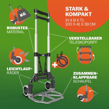 Steekwagen Zilver/Zwart aluminium 80kg in hoogte verstelbaar, Verzenden, Nieuw