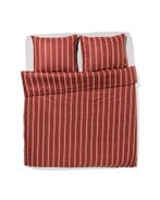 HEMA Dekbedovertrek 200x200/220cm zacht katoen strepen bruin, Huis en Inrichting, Verzenden, Nieuw, Bruin