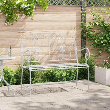 vidaXL Tuinbank 2 -Seater 104 x 54 x 93 cm Staal Antiek wit, Tuin en Terras, Verzenden, Nieuw, Metaal