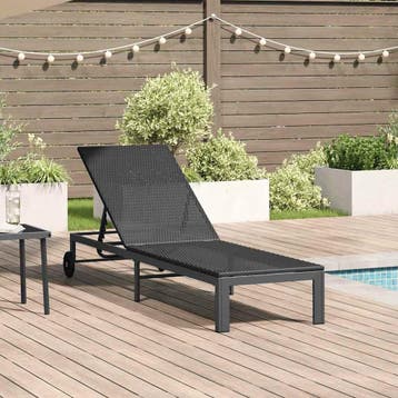 vidaXL Ligstoel poly rattan Zwart, Verzenden, Nieuw