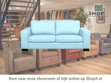 Leren bank Enjoy - 2,5 zits - Toledo Sky Blue (lichtblauw), Nieuw, Ophalen of Verzenden, Rechte bank, Modern