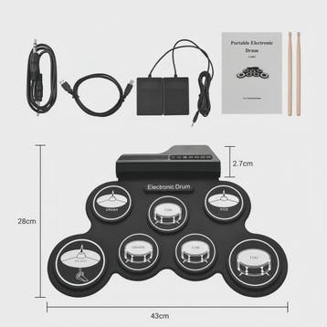 Compacte USB Roll-Up Elektronische Drumstel Set met 7 Pads,, Verzenden, Nieuw