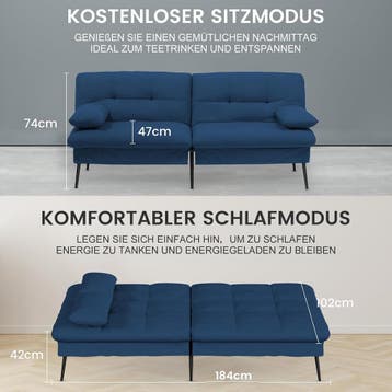 Slaapbank 2 persoons - Logeerbed - Bedbank - 184x102x42 cm -, Verzenden, Zo goed als nieuw