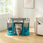 [en.casa] Hondenbox Mörbylånga 70x55x45 cm blauw en beige, Verzenden, Nieuw