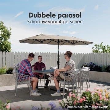 2dekans | LifeGoods Dubbele Parasol - Tuin - 160x300cm - tot, Ophalen of Verzenden, Zo goed als nieuw