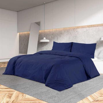 vidaXL Dekbedovertrekset 200x200 cm microvezel marineblauw, Verzenden, Nieuw, Blauw