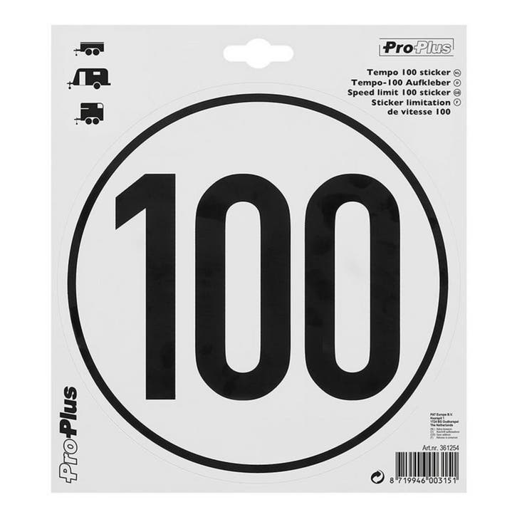 ProPlus Vervangende sticker - Tempo 100 - Duitsland - Wee..., Auto diversen, Auto-accessoires, Nieuw, Ophalen of Verzenden