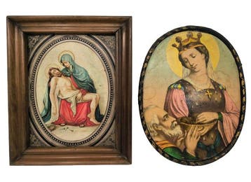 Wanddecoratie (2) - Lithografie De Pietà / Sint Elisabeth