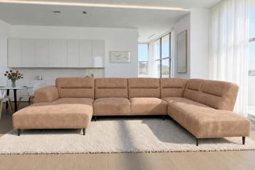 U-Bank Bloemendaal - u-banken - Bruin, Nieuw, 150 cm of meer, Stof, 300 cm of meer