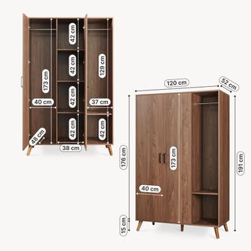Kledingkast Norg met 2 deuren en 5 opbergvakken 191x120x52 c, Verzenden, Nieuw