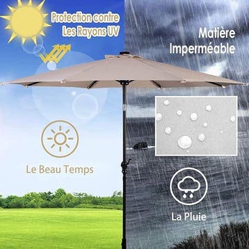 2dekans | Coast Parasol met LED verlichting - Ø270 cm -, Ophalen of Verzenden, Zo goed als nieuw