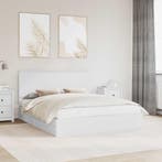 vidaXL Opslag bed met hoofdeinde Wit 160 x 200 cm Bewerkt, Huis en Inrichting, Slaapkamer | Bedden, Verzenden, Nieuw, Wit, Hout