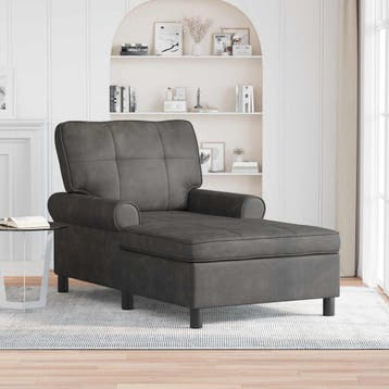 vidaXL Chaise Lounge met kussen Zwart 91 x 157 x 91 cm Nep, Verzenden, Nieuw