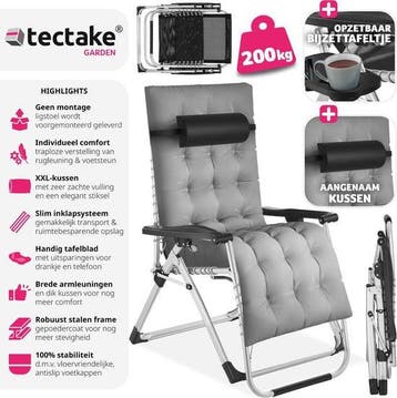 2dekans | tectake® - ligbed opklapbare ligstoel,, Ophalen of Verzenden, Zo goed als nieuw