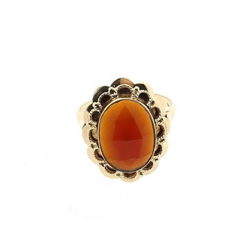 Vintage gouden ring met carneool, 18 tot 19, Gebruikt, Ophalen of Verzenden, Met edelsteen