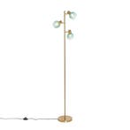 Art Deco vloerlamp goud met groen glas 3-lichts - Vidro, Huis en Inrichting, Lampen | Vloerlampen, Verzenden, Nieuw, Art Deco