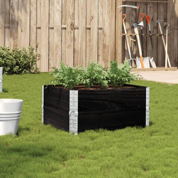 vidaXL Plantenbak 80x60 cm massief grenenhout zwart, Verzenden, Nieuw, Hout