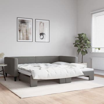 vidaXL Slaapbank met onderschuifbed 100x200 cm stof, Huis en Inrichting, Slaapkamer | Bedden, 100 cm, Eenpersoons, Verzenden, Nieuw
