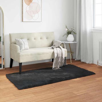 vidaXL Tapijt van imitatie TAFALLA Zwart 60 x 110 cm, Verzenden, Nieuw, Zwart