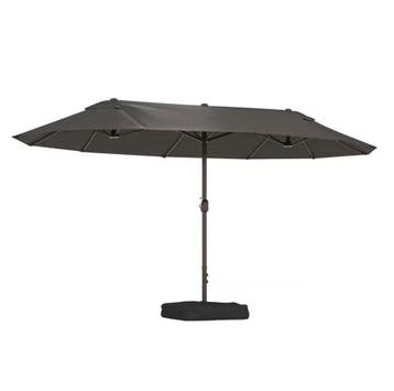 Grote Dubbele Tuinparasol 455×265cm - Grote Parasol Grijs, Verzenden, Nieuw, Waterdicht, Stokparasol