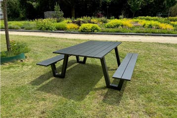 Rockwood® Picknicktafel Aluminium Londen Antraciet 1.80m, Ophalen of Verzenden, Nieuw, Rechthoekig, Hout