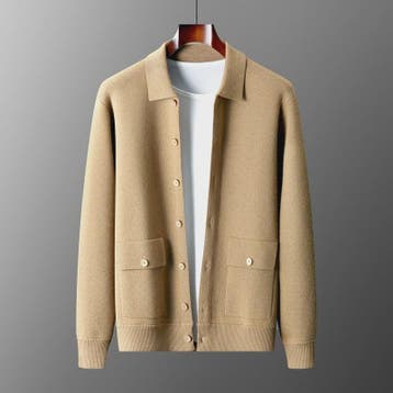 Heren 100% Kasjmier Vest met POLO Kraag - Gebreide Jas voor, Verzenden, Nieuw