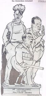 Een Amsterdams monument op spotprent (lijst optie, Lithos), Verzenden