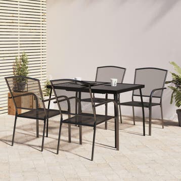 vidaXL 5-delige Tuinset staal antracietkleurig, Tuin en Terras, 4 zitplaatsen, Verzenden, Nieuw, Rvs